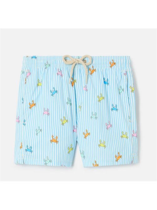 Jean Lighting Pantaloncini da bagno elasticizzati a strisce con stampa granchi all-over MC2 SAINT BARTH | JEA0022/01081L